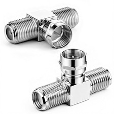 2PCS Coaxial Cable Splitter, Zinc Alloy TV Splitter 2 in 1 Out F Type Rg6 Male t