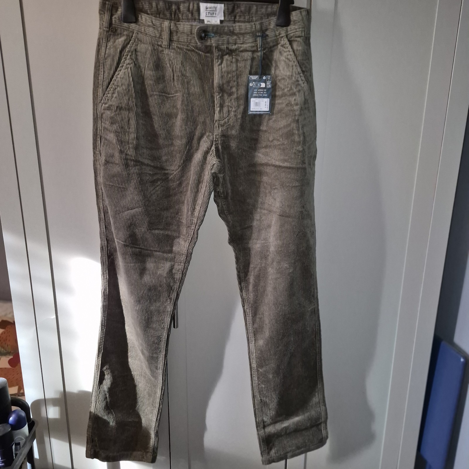 White Stuff Kimber Cord Trousers Tagged Size 34 Long Khaki  ,Brand New