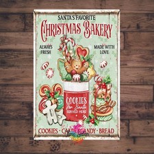 Gingerbread Bakery Christmas Sign Hot Chocolate Tin Metal Signs Home D cor 8x12