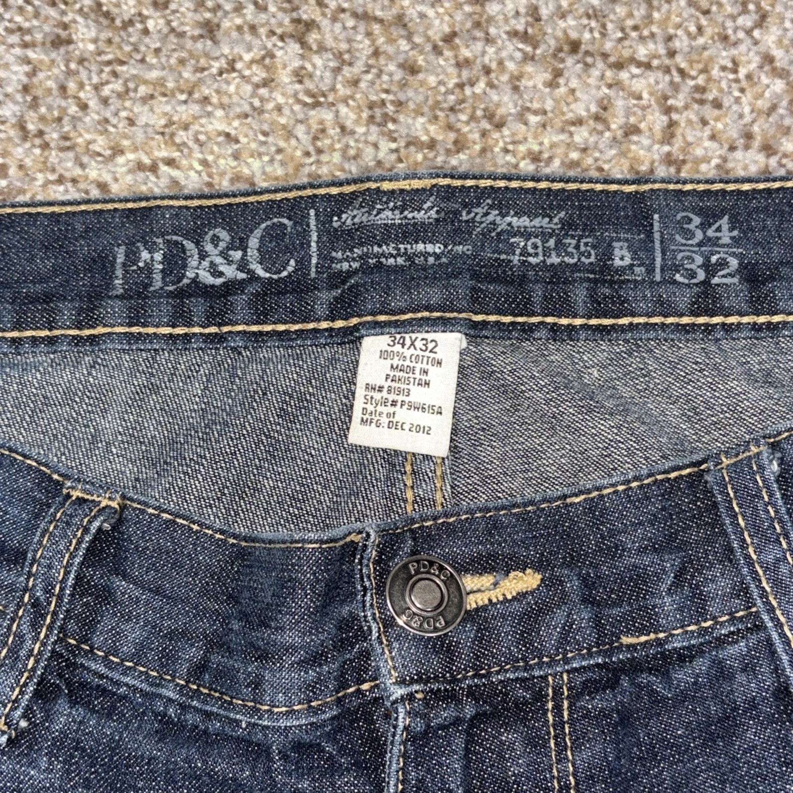 Pd&C Blue Jeans Men's 34x32 Straight Paper Denim & Cloth Fits 34 X 30.5 - View 4