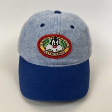 Vintage Baby Looney Tunes Hat Cap Snap Back Boys Blue Fleece Baby Sylvester 90s