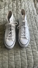 Converse Chuck Taylor All Star High Top White Canvas Lace-Up platform Sneakers
