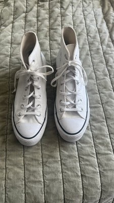 Converse Chuck Taylor All Star High Top White Canvas Lace-Up platform Sneakers