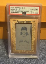 2020 Topps Allen & Ginter Bo Bichette 1/1 RC ROOKIE PRINTING PLATE Cyan Mini PSA