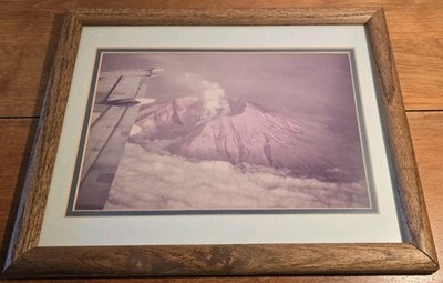 Vintage 1980 Photograph Mount St. Helens  After Eruption Still Smoking 12''x15'' 