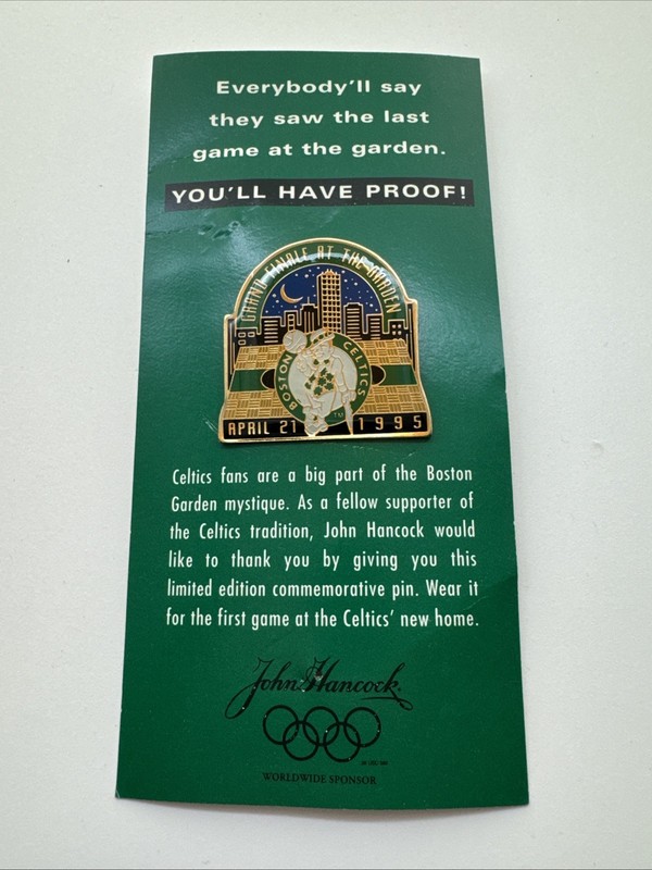 Grand Final April 21 1995 Boston Celtics Boston Garden Garden 1.5" Pin