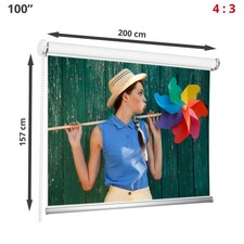 100" Beamer Leinwand Projektorleinwand 4:3 200x157 cm Heimkino Rollo Screen HD