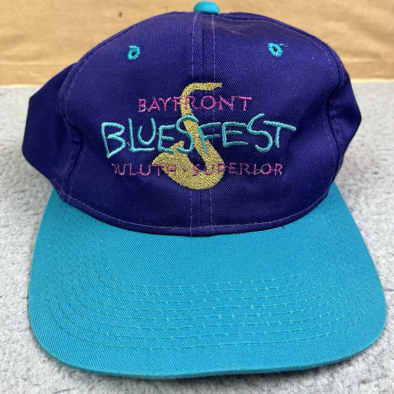 Vintage Bayfront Blues Festival Purple Adjustable 90s Embroided Hat Cap Duluth