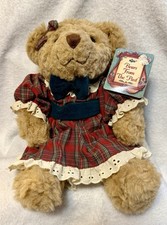 Russ Bears From The Past Beverly 12in Beige Plush Bear w/ Dress Bow Hang Tag