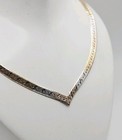 Sterling Silver Tri Tone Herringbone Chevron 3.5mm Chain Necklace 18" — photo 4