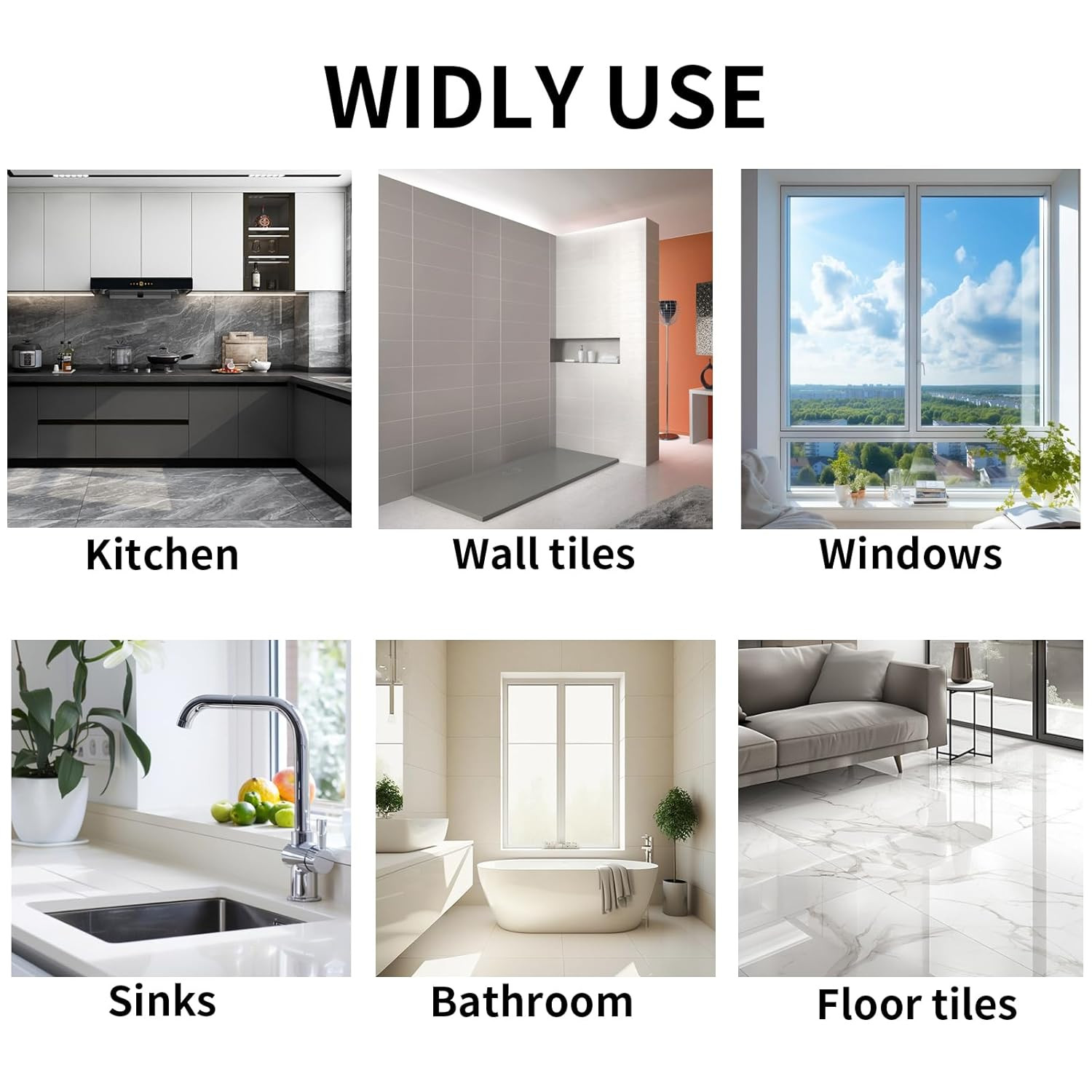 9.85 Oz White Waterproof Silicone Caulk & Sealant Kit for Bathroom, Shower, Kitc