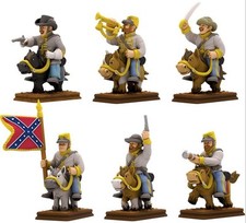 Confederate Cavalry American Civil War Miniature Set Tabletop RPG 3D Printed V2