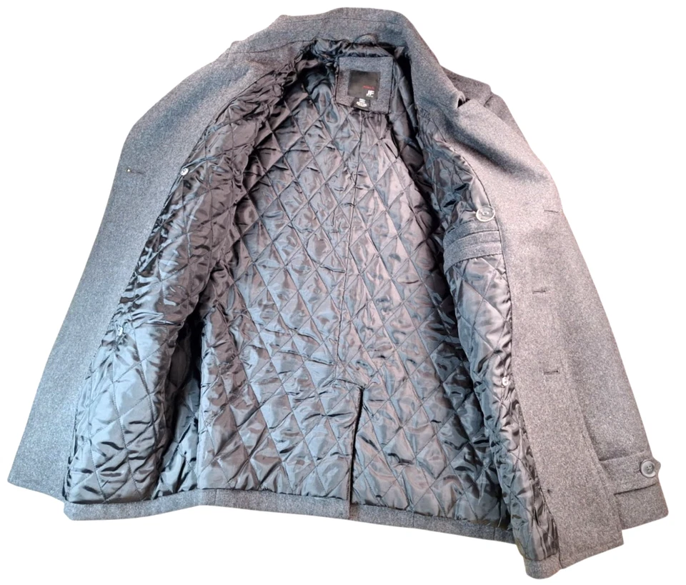J. Ferrar 65% шерсти тяжелый бушлат парка мужской размер маленький серый - Изображение 2 из 4