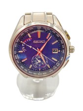 SEIKO Solar Wristwatch Analog Stainless NVY SLV SS 8B63 0AV0