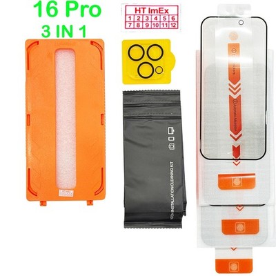 3x Privacy Screen Protectors for iPhone 16 Pro + Camera Lens Protector Tool Kit