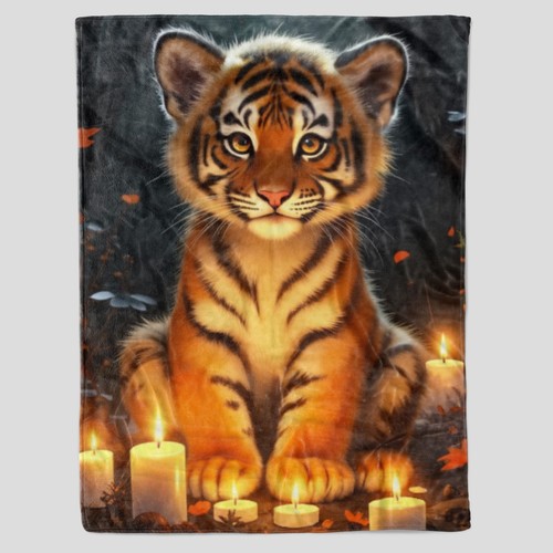 Baby Tiger Polyester Tapestry Wall Art Animal Decor Big Cat Design