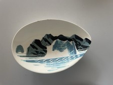 Signed Matthew Adams Studio Pottery Alaska Landscape Bowl Mountain Art Pottery