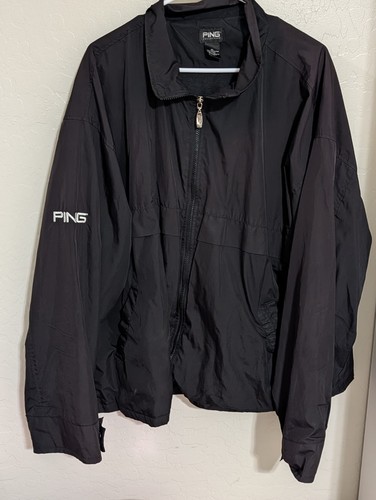 Mens L PING Golf Jacket Coat Long Sleeve XtraLARGE Black Vtg