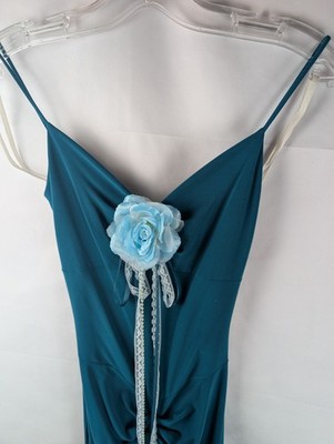 JB Teal Blue Ballroom Latin Dance Inspired Competition Dress Rosette Size Small