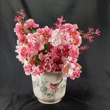 Lenox Serenade 4" Planter Cache Pot Flowers & Bird USA Flowers included Clean