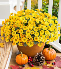 Daisy Artificial Flowers for Outdoors Fall Autumn Decoration, 6 Bundles Fake Mum