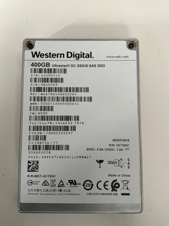 Western Digital 400GB Utrastar DC SS530 SAS SSD