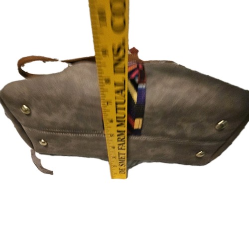 Boho Convertible Shoulder Tote Bag Gray Faux Suede Leather Crossbody Purse - Picture 14 of 22