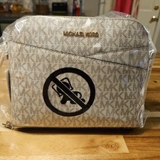 Michael Kors Jet Set Travel Medium Crossbody Leather Handbag - Vanilla