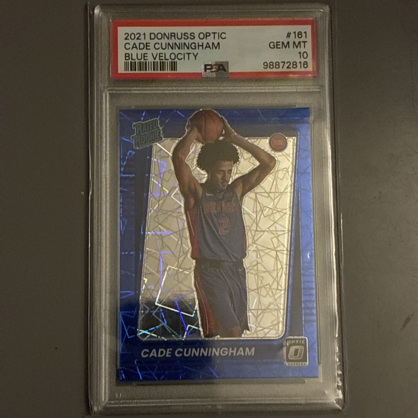 CADE CUNNINGHAM 2021 Panini Donruss Optic Blue Velocity Color Match PSA 10 #161