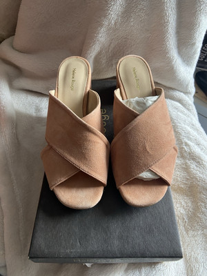Neu Helene Rouge Paris Pumps Sandalen Gr. 38 Nude /Rosa Leder Velour