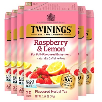 Twinings Raspberry & Lemon Herbal Tea Individually 20 Count (Pack of 6) 