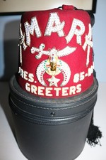 Vintage jeweled Freemason Shriner FEZ hat Amara Pres. 85 86 88 Greeters w/case