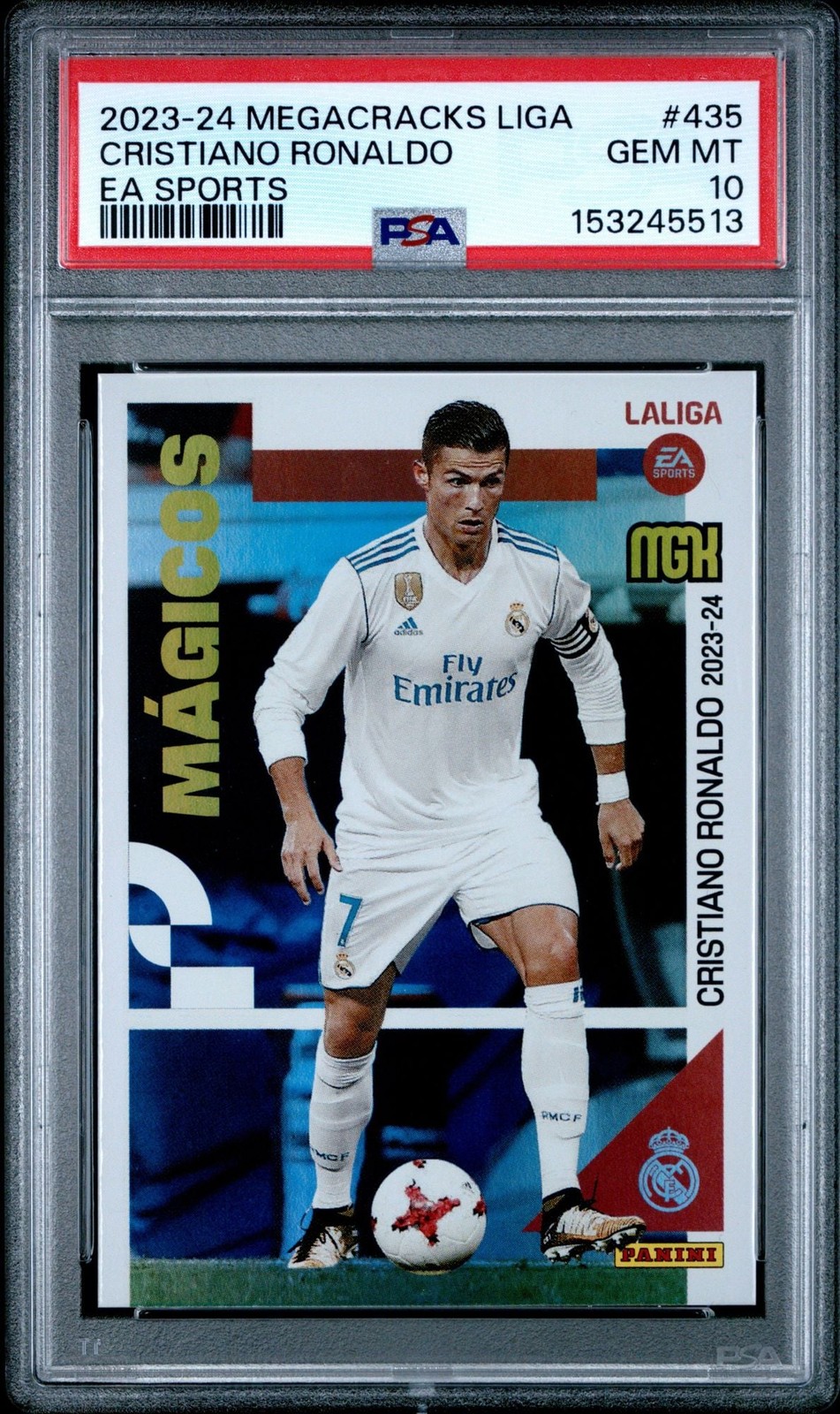 Graded 2023 Panini Megacracks LaLiga Cristiano Ronaldo 435 EA Sports Card PSA 10