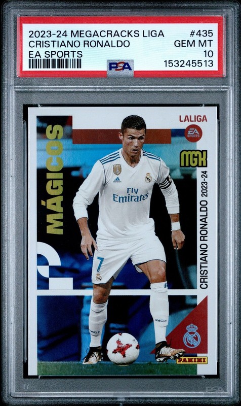 Graded 2023 Panini Megacracks LaLiga Cristiano Ronaldo 435 EA Sports Card PSA 10