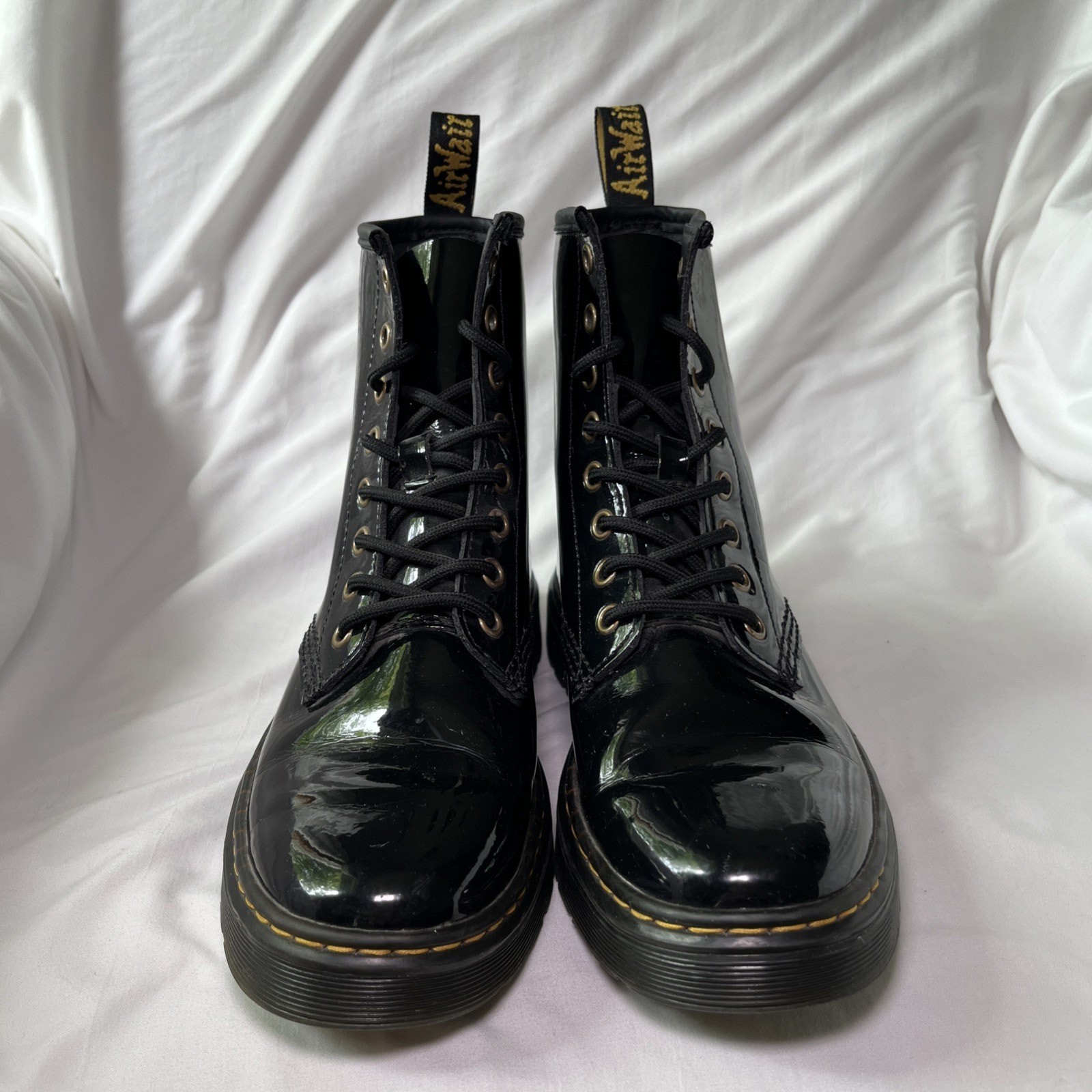 Dr Doc Martens Zavala 7 Men 6 Black Air Wair Smooth Leather Combat Boots Patent thumbnail 2