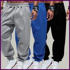 Men Autumn Fleece Sweatpants Drawstring Casual Loose Fit Pocket Joggers