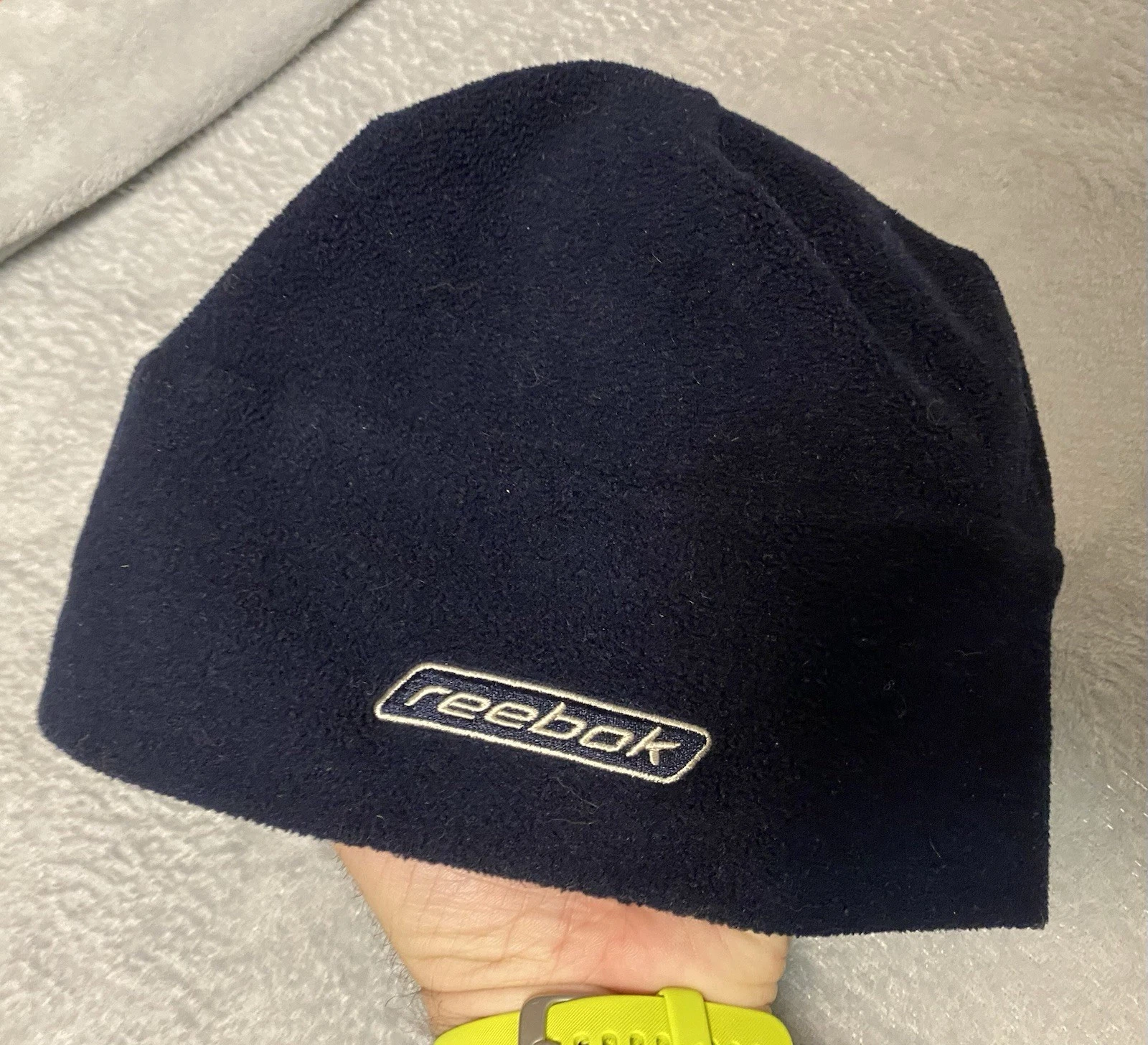 Reebok Fleece Blue Straight Hat Hype 90s Vintage Mini Logo One Size Y2K VTG