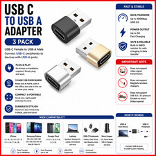 3 PACK USB C 3.1 Type C Female to USB 3.0 Type A Male Port Converter Adapter NEW