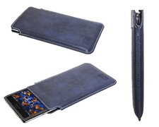 caseroxx Business-Line Poche pour Sony Xperia Z5 Compact en bleu fait de Cuir ar