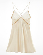 ✨Cute ZARA Aesthetic Silk Satin Dress Soft Light Night Gown Dust Cream $279 NEW!