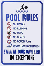 Personalized Swimming Pool Rules Metal Sign, Swimming Warning, Water Park Safety
