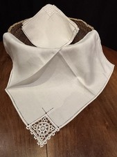 8 Antichi Tovaglioli In Lino Ricamati A Mano Cm52x52 (da Rinfrescare)