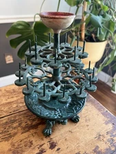 Antique Cast Iron Sewing Thread Spool Holder Stand Footed