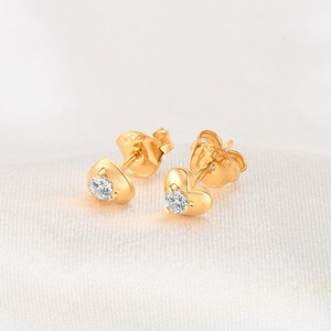 Authentic Petite Heart Stud Earrings 24K Gold Plated