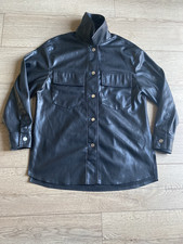 Bershka Faux Leather Womens Black Shacket Shi...