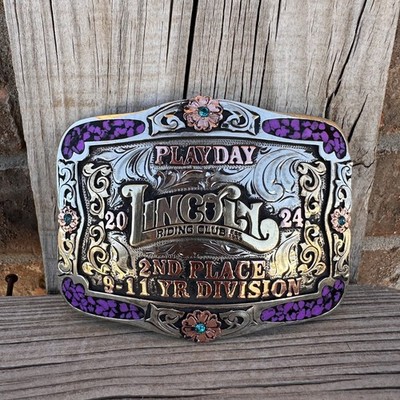 Cowboy Trophy Rodeo Style Belt Buckle with riding club