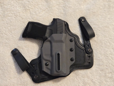 Black Arch Sig Sauer P365, IWB SAS Dual Clip Protos-M Right Hand Holster 