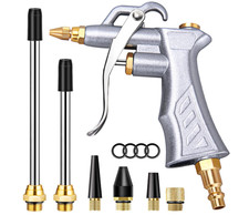 Pistola de aire industrial con boquilla de lat&oacute;n ajustable y 2 extensiones. Nuev