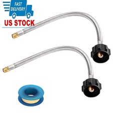 15" Stainless Braided RV Propane Pigtail Hose Type 1 Connection