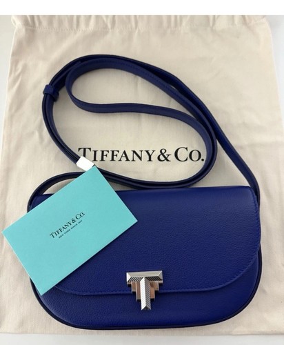 Tiffany & Co. Tiffany 99 Crossbody Navy Leather Silver T Clasp Bag